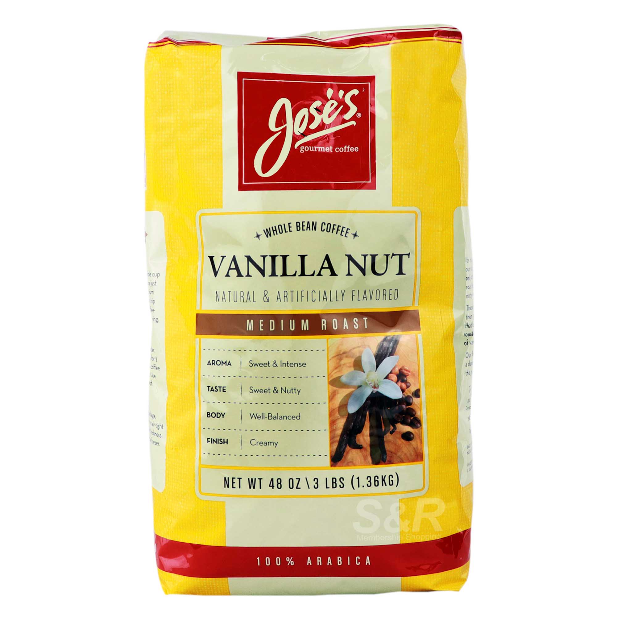 Jose's Gourmet Coffee Whole Bean Coffee Vanilla Nut Medium Roast 1.36kg Jose's Gourmet Coffee Whole Bean Coffee Vanilla Nut Medium Roast 1.36kg
